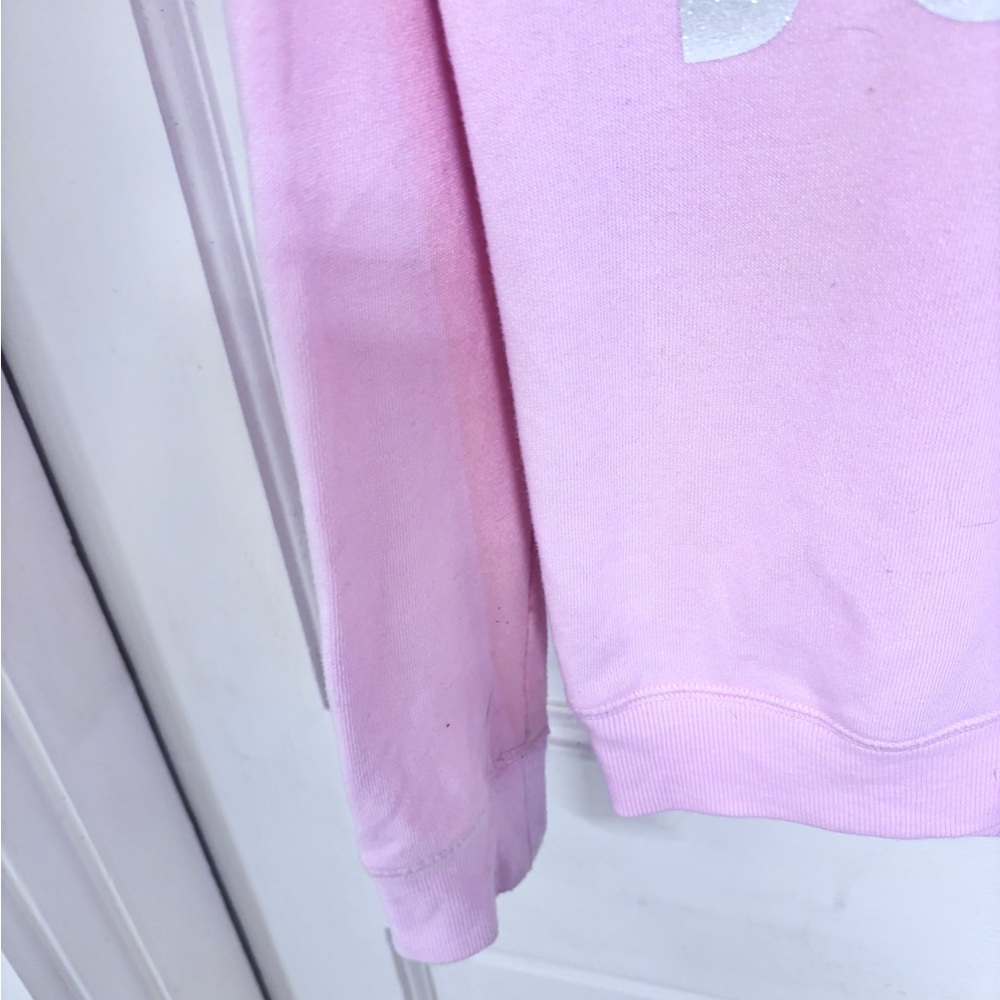 Justice Light Pink SweatshiHoodie with Love Justice sparkling Graphic girls 8-10 - Picture 4 of 10